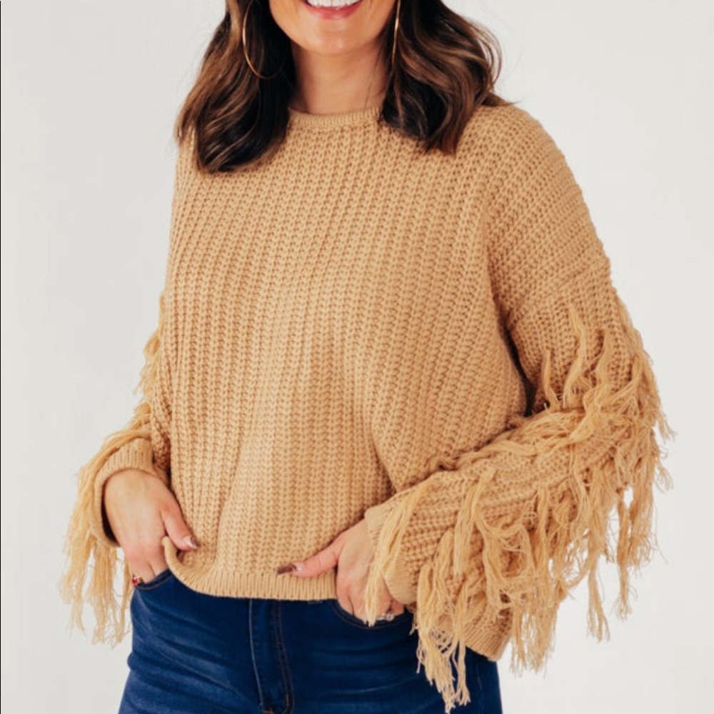 Nude Fringe Sweater